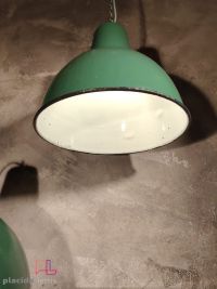 Lampada a sospensione vintage originale verde bottiglia, 40 cm – miniatura 9