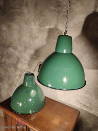 Lampada a sospensione vintage originale verde bottiglia, 40 cm – miniatura 13