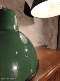 Lampada a sospensione vintage originale verde bottiglia, 40 cm – miniatura 15