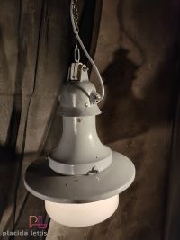 Lampada a sospensione vintage originale con vetro opalino, Verona anni '50 – miniatura 7