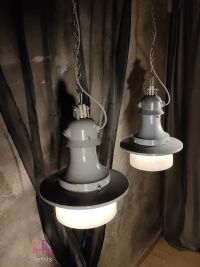 Lampada a sospensione vintage originale con vetro opalino, Verona anni '50 – miniatura 9