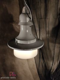 Lampada a sospensione vintage originale con vetro opalino, Verona anni '50 – miniatura 12
