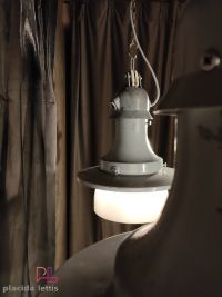 Lampada a sospensione vintage originale con vetro opalino, Verona anni '50 – miniatura 15