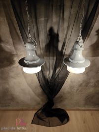 Lampada a sospensione vintage originale con vetro opalino, Verona anni '50 – miniatura 14