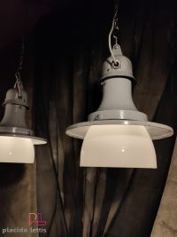Lampada a sospensione vintage originale con vetro opalino, Verona anni '50 – miniatura 13