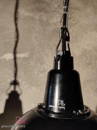 Lampada a sospensione vintage originale piccola nera, URSS anni '70 – miniatura 18