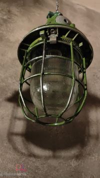 Lampada a sospensione vintage originale con griglia verde, URSS anni '70 – miniatura 7