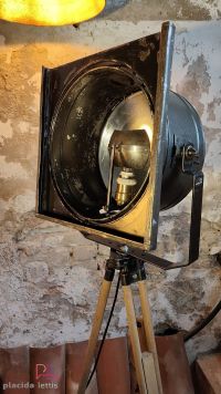 Faro da teatro vintage originale nero martellato con ottone, Italia – miniatura 14