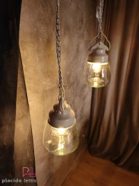 Lampada a sospensione vintage originale in ceramica e vetro a goccia – miniatura 8