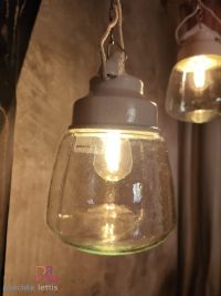 Lampada a sospensione vintage originale in ceramica e vetro a goccia – miniatura 7