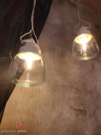 Lampada a sospensione vintage originale in ceramica e vetro a goccia – miniatura 12