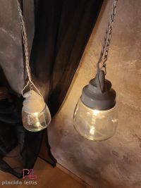 Lampada a sospensione vintage originale in ceramica e vetro a goccia – miniatura 4