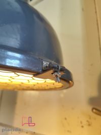Lampada a sospensione vintage originale blu-grigia con griglia, anni '50 – miniatura 23