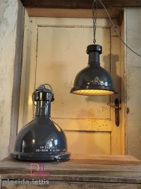 Lampada a sospensione vintage originale blu-grigia con griglia, anni '50 – miniatura 14