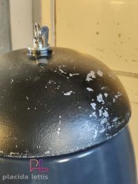 Lampada a sospensione vintage originale blu-nera, vetro curvo, anni '50 – miniatura 20
