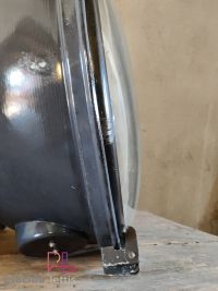Lampada a sospensione vintage originale blu-nera, vetro curvo, anni '50 – miniatura 17