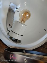 Lampada a sospensione vintage originale blu-nera, vetro curvo, anni '50 – miniatura 22