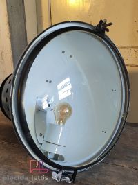 Lampada a sospensione vintage originale blu-nera, vetro curvo, anni '50 – miniatura 7