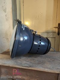 Lampada a sospensione vintage originale blu-nera, vetro curvo, anni '50 – miniatura 8