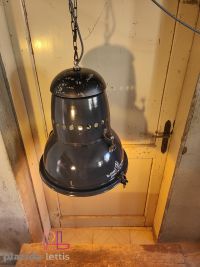 Lampada a sospensione vintage originale blu-nera, vetro curvo, anni '50 – miniatura 9