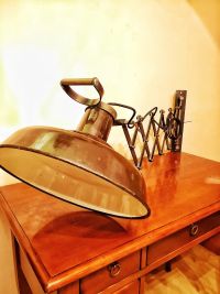 Lampada industriale con soffietto, prodotta anni '60 - Colore marrone scuro, bianco all'interno – miniatura 4