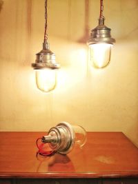 Original vintage bunker pendant light, blast-proof glass, USSR 1970s – thumbnail 1