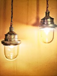 Original vintage bunker pendant light, blast-proof glass, USSR 1970s – thumbnail 8
