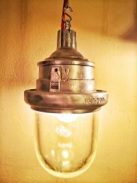 Original vintage bunker pendant light, blast-proof glass, USSR 1970s – thumbnail 7