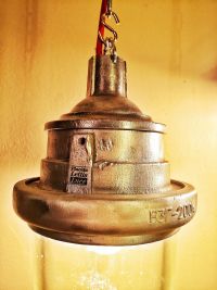 Original vintage bunker pendant light, blast-proof glass, USSR 1970s – thumbnail 5