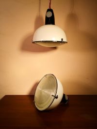 Lampada industriale anni '70 - Colore bianco e sottile bordo nero – miniatura 7
