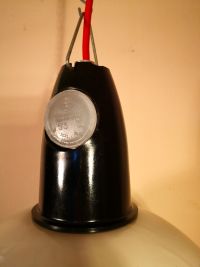 Lampada industriale anni '70 - Colore bianco e sottile bordo nero – miniatura 4