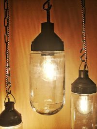 Small original vintage pendant light with glass cylinder, USSR 1970s – thumbnail 8
