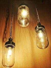 Small original vintage pendant light with glass cylinder, USSR 1970s – thumbnail 3