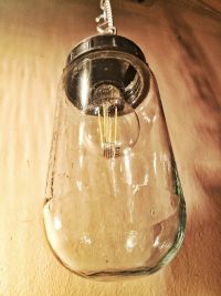 Small original vintage pendant light with glass cylinder, USSR 1970s – thumbnail 5