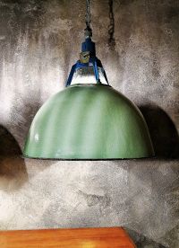 Lampada industriale di dimensione XXL con smalto originale verde chiaro e bianco all'interno – miniatura 2