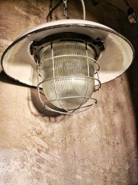 Original vintage lantern pendant light with ribbed glass, Poland – thumbnail 8
