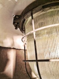 Original vintage lantern pendant light with ribbed glass, Poland – thumbnail 6