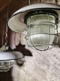 Original vintage lantern pendant light with ribbed glass, Poland – thumbnail 13