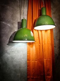 Lampada industriale anni'60 - Colore verde brillante e bianco all'interno – miniatura 14