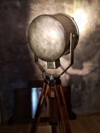 Lampada con treppiede vintage originale in metallo spazzolato, anni '80 – miniatura 5