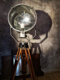 Lampada con treppiede vintage originale in metallo spazzolato, anni '80 – miniatura 9