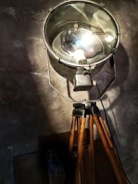 Lampada con treppiede vintage originale in metallo spazzolato, anni '80 – miniatura 15