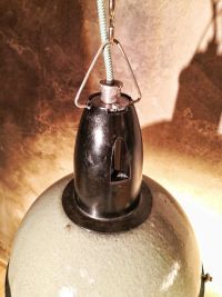 Original vintage pendant light in light green with curved glass, 1970s – thumbnail 7