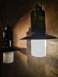 Original vintage Bauhaus lantern pendant light with opal glass, 1950s – thumbnail 13