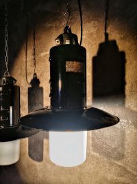 Original vintage Bauhaus lantern pendant light with opal glass, 1950s – thumbnail 11