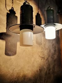 Original vintage Bauhaus lantern pendant light with opal glass, 1950s – thumbnail 3