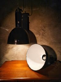 Original vintage black Bauhaus pendant light, cast iron top, 1960s – thumbnail 16