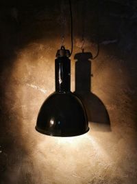 Original vintage black Bauhaus pendant light, cast iron top, 1960s – thumbnail 15