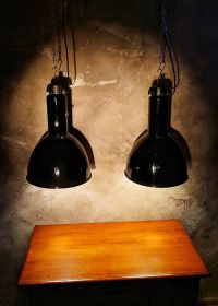 Original vintage black Bauhaus pendant light, cast iron top, 1960s – thumbnail 12