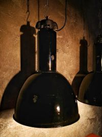Original vintage black Bauhaus pendant light, cast iron top, 1960s – thumbnail 9